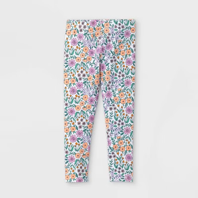 Toddler Girls' Floral Leggings - Cat & Jack™ White | Target