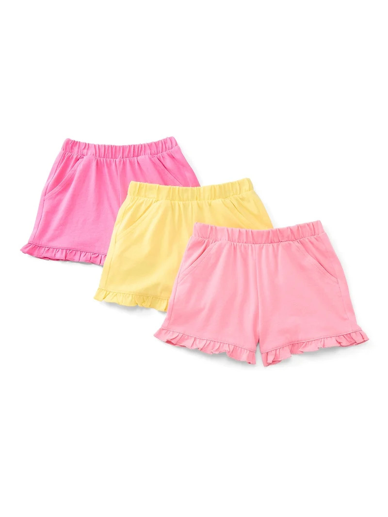 Wonder Nation Toddler Girls Ruffle Hem Shorts, 3-Pack, Sizes 18M-5T | Walmart (US)