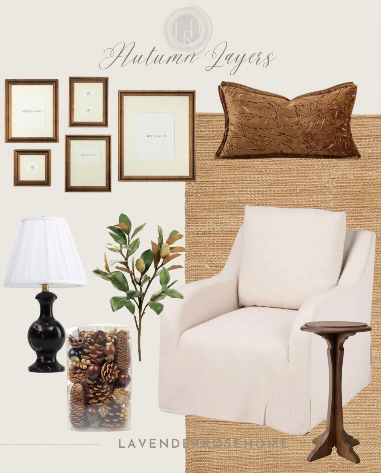 You don’t have to change everything for the season. When you have a collected, neutral foundation, a few subtle nods to fall are all you need.
Think warm woods, velvet, marble, soft textiles, magnolia stems and a few pinecones - letting the warmth and character of the pieces you already love take center stage.
A simple approach to warm neutral fall decor and classic, collected interiors.

Autumn Home. Cozy Fall. LavenderRoseHome

#LTKHome