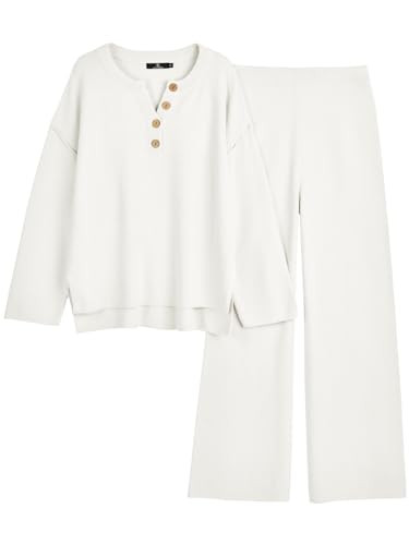 LILLUSORY Two 2 Piece Outfits 2024 Casual Trendy Lounge Sets Matching Sets Sweatsuits Sweat Suits Cozy Knit Loungewear Set | Amazon (US)