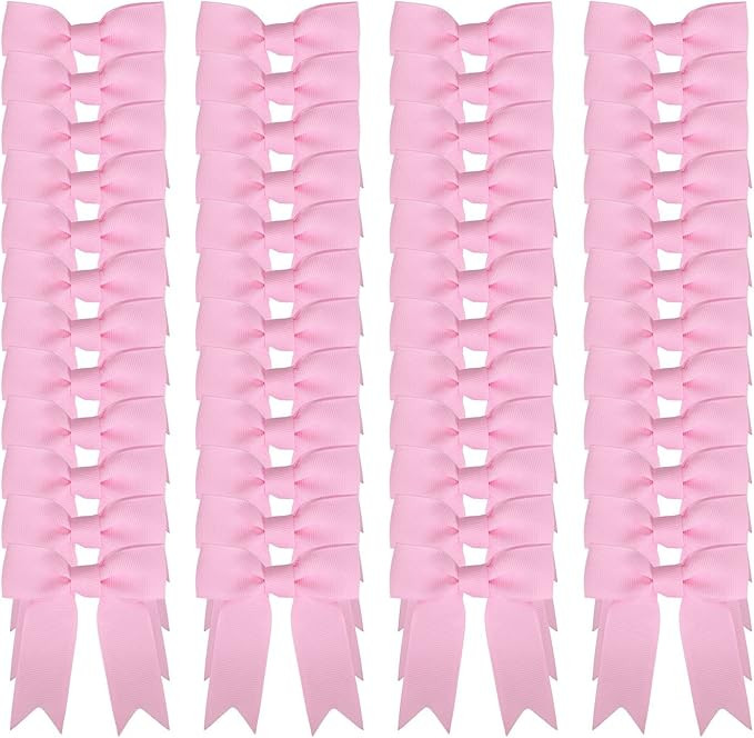 50 Pcs 3 Inches Light Pink Grosgrain Ribbon Twist Tie Bows Pretied Bows Premade Craft Bows for Tr... | Amazon (US)