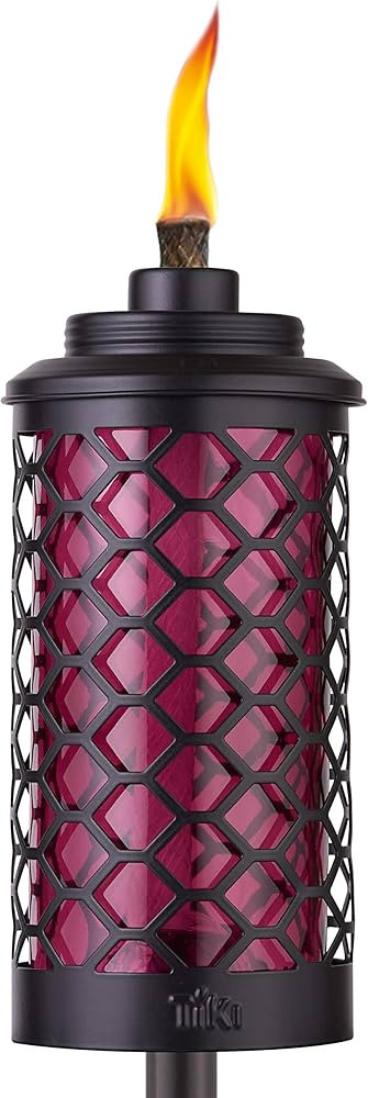 TIKI Brand Convertible TIKI Torch - Glass Honeycomb Burgundy, Decorative Lighting for Outdoor Pat... | Amazon (US)