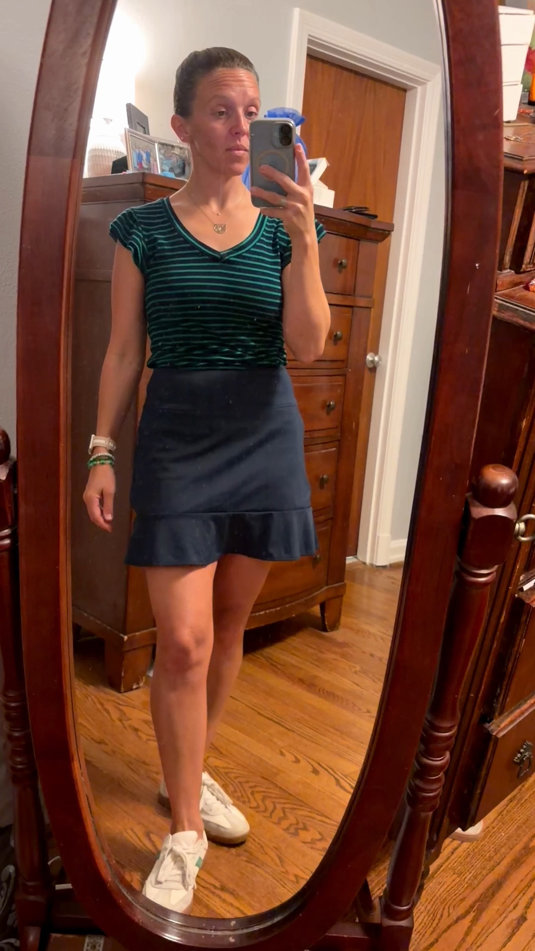 Teacher outfit -  loving this top and the price is awesome! I’ve worn it for golf, and causal to work with jeans - it isn’t made of an “active” material so it’s more versatile. My skirt is a great dupe ! 



#LTKActive #LTKU #LTKOver40 #athleisure #golfskirt #pickleball #stripedtop #fluttersleeve #golfoutfit #amazon #under20 @Quince @Etsy    #necklacestack #huggieearrings

#LTKstorytime #LTKvlog #LTKootd