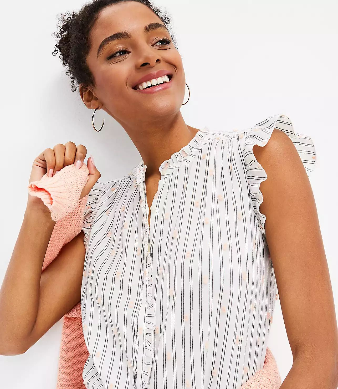 Dobby Ruffle Top | LOFT