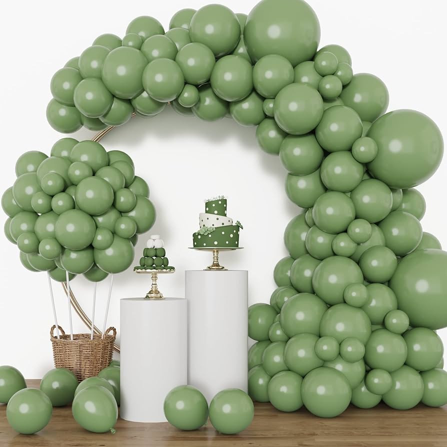 RUBFAC 129pcs Sage Green Balloons Latex Balloons Different Sizes 18 12 10 5 Inch Olive Green Part... | Amazon (US)