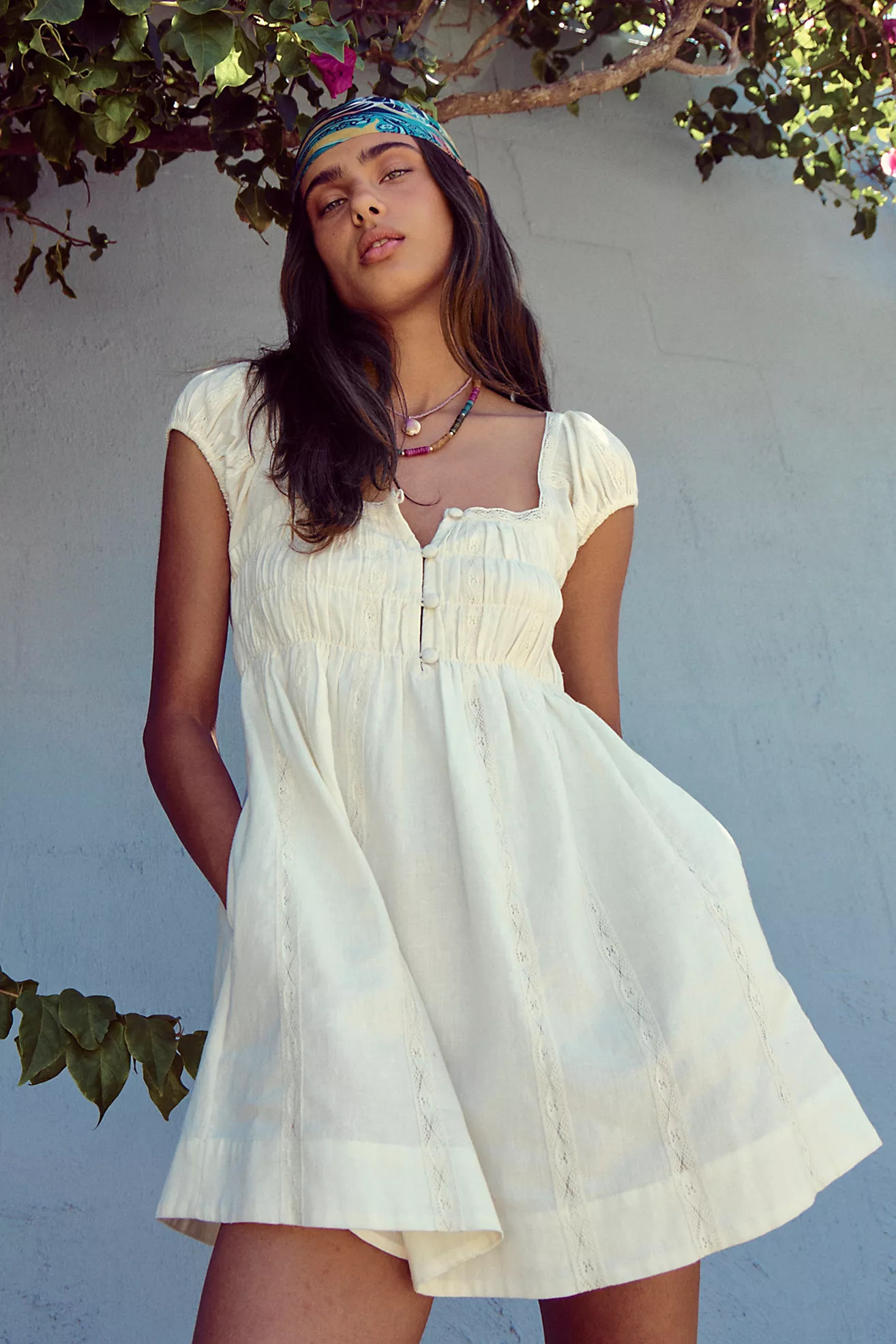 Nina Babydoll Cotton-Linen Mini Dress | Free People (Global - UK&FR Excluded)