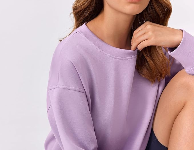 PINSPARK Crewneck Cropped Sweatshirt for Women Soft Long Sleeve Crop Tops Oversized Lightweight B... | Amazon (US)