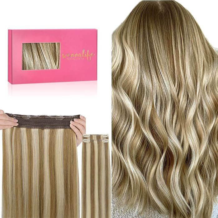 WENNALIFE Wire Hair Extensions Real Human Hair, Easy-to-Wear Invisible Line | Amazon (US)