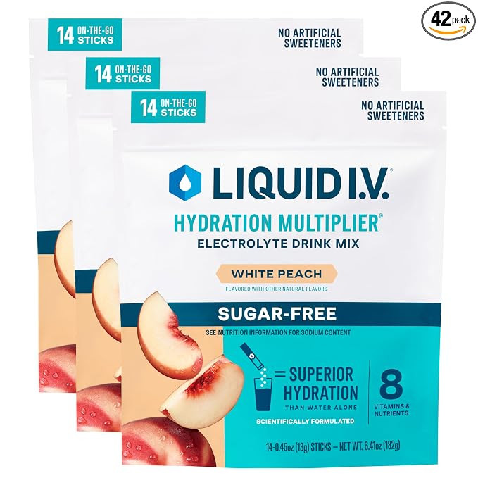 Liquid I.V.® Hydration Multiplier Sugar Free – White Peach | Electrolyte Powder Drink Mix | 3 ... | Amazon (US)