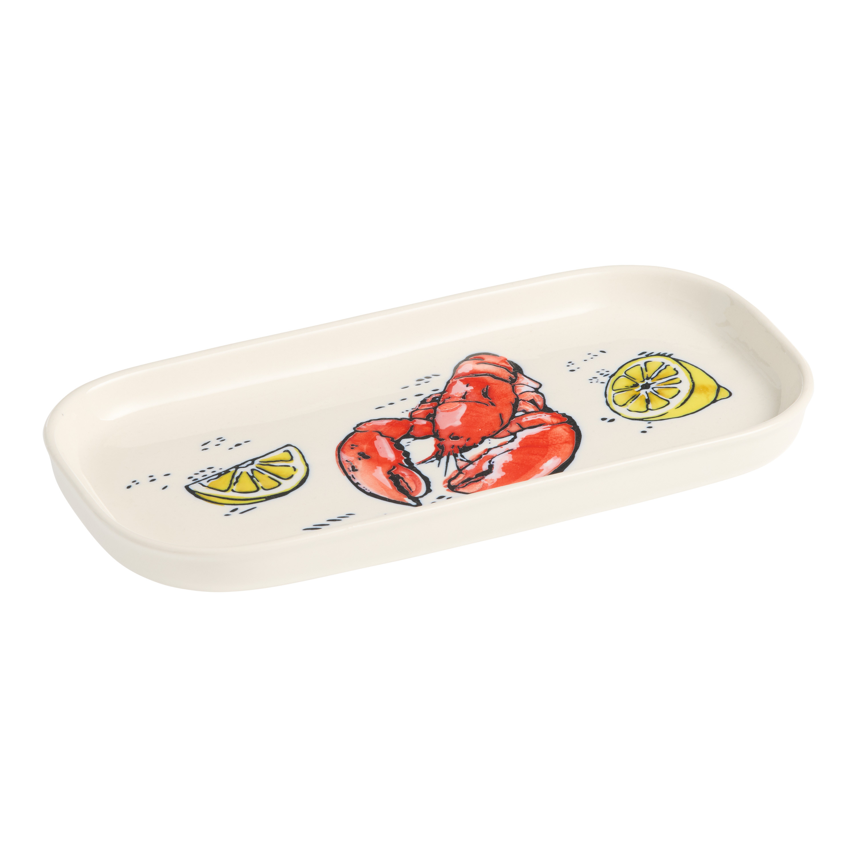Red and Ivory Wax Resist Lobster Serving Platter | World Market