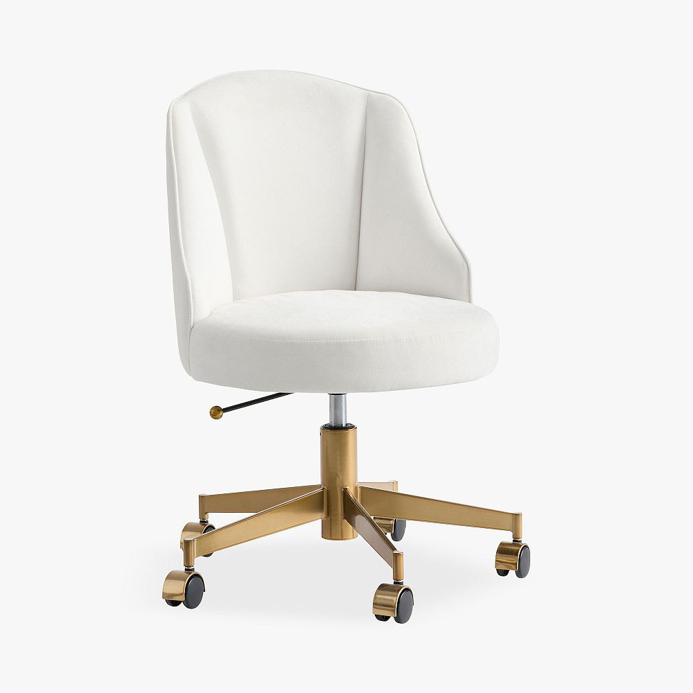 Performance Plush Chenille Ivory Hadley Swivel Desk Chair | Pottery Barn Teen