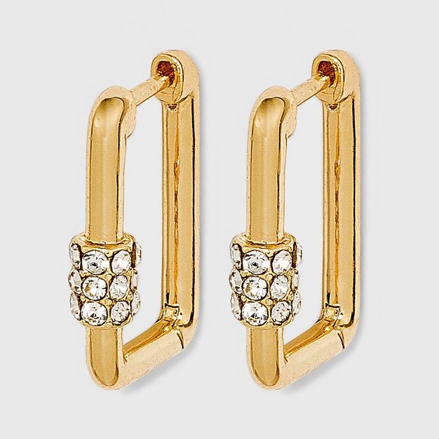SUGARFIX by BaubleBar Crystal Charm Huggie Hoop Earrings - Gold | Target