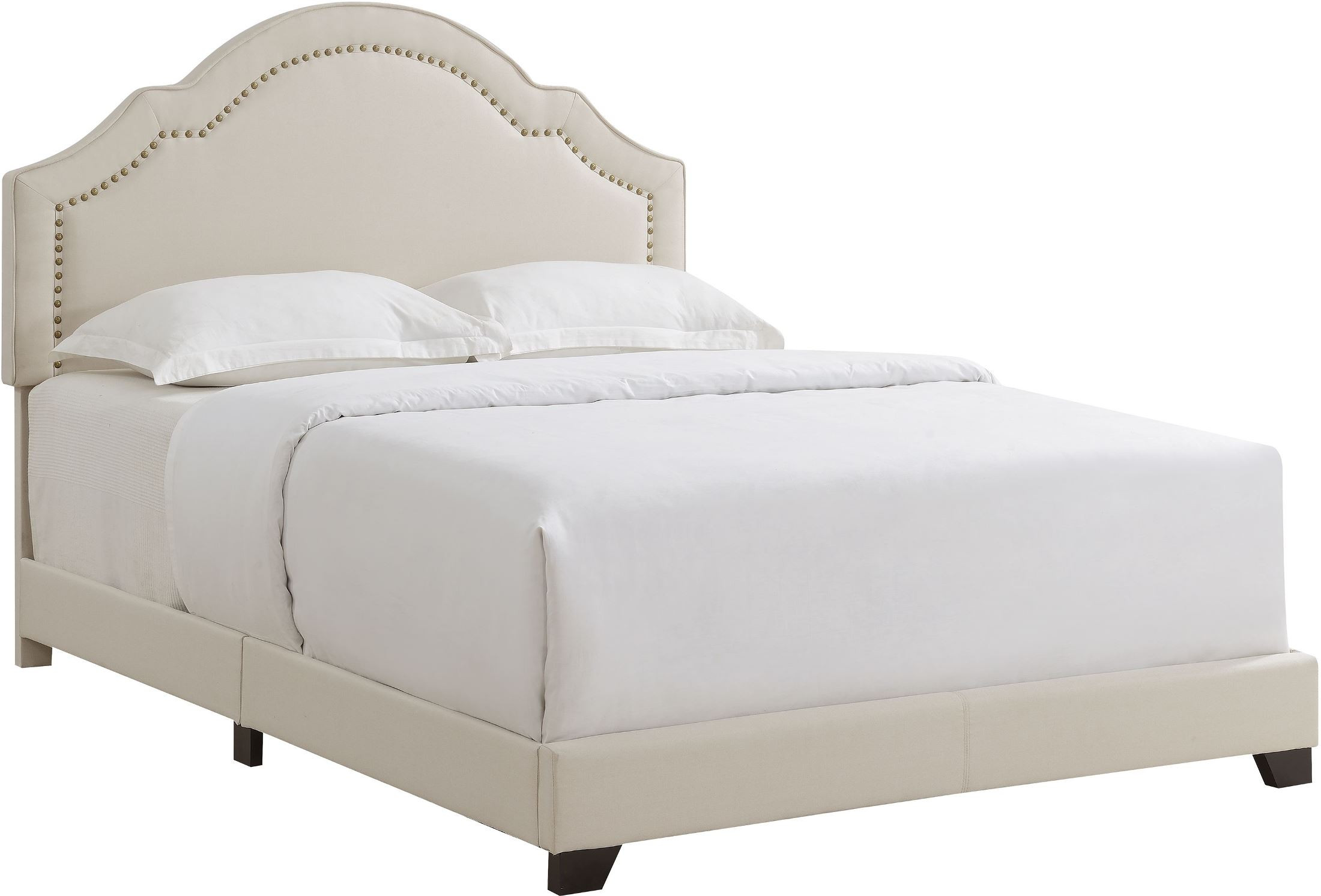 Linen Beige Shaped Back Queen Upholstered Platform Bed | 1stopbedrooms