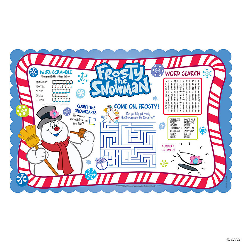 17" x 11" Frosty the Snowman™ Disposable Paper Activity Placemats - 12 Pc. | Oriental Trading Company