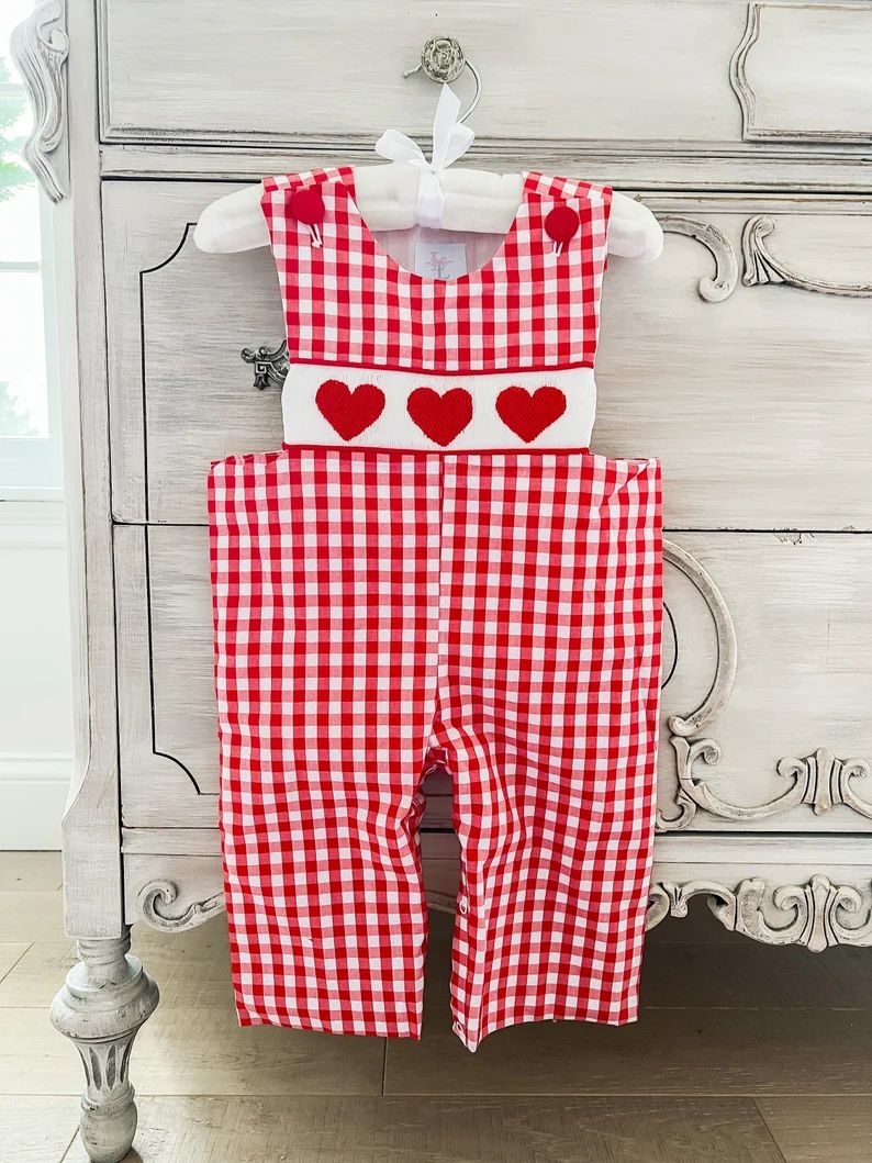 The Liam Longall - Red Gingham Check Outfit for Boy - Valentine’s Day Outfit for Boys - Boy Val... | Etsy (US)