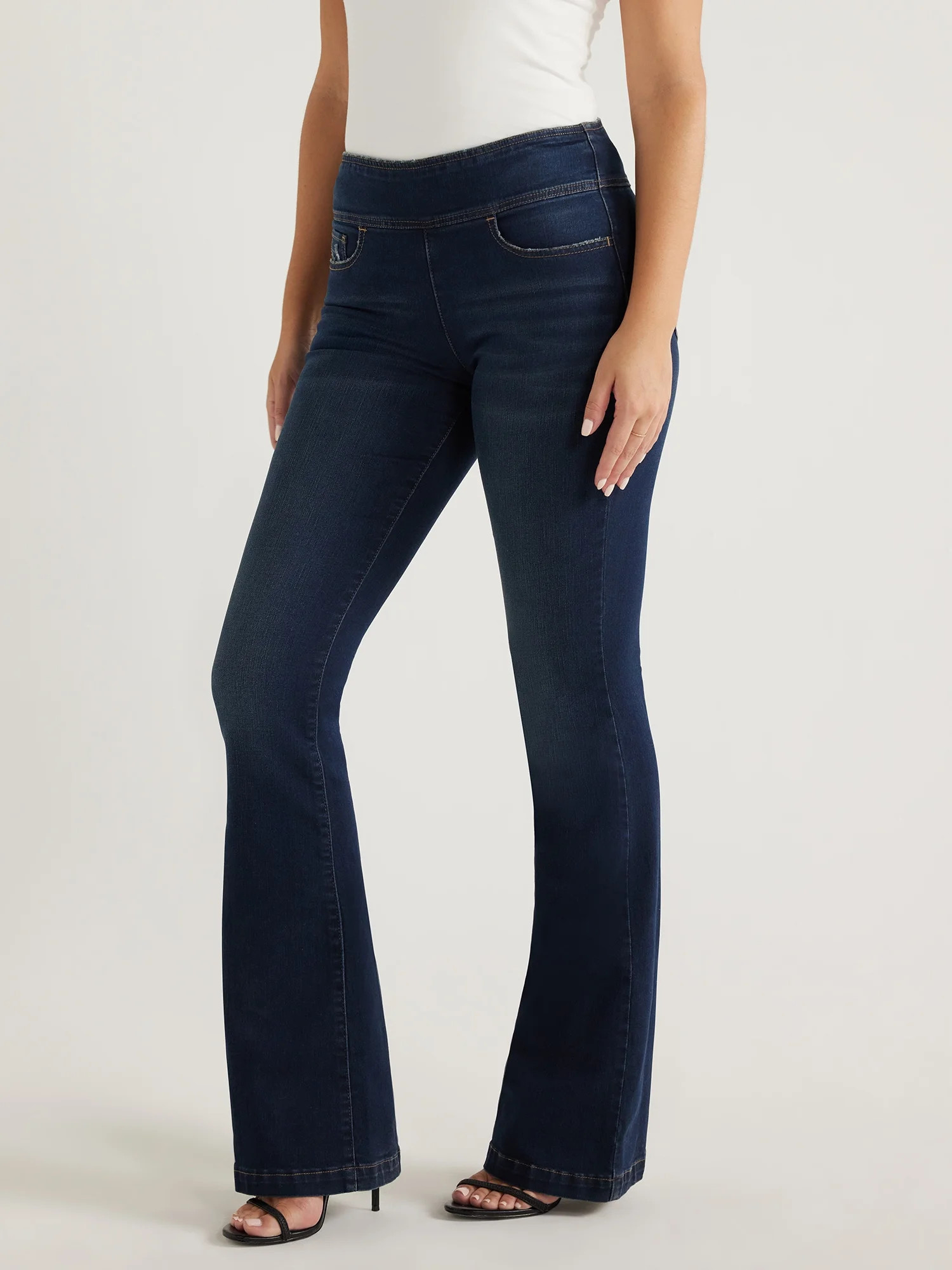 Sofia Jeans Women's Melissa Flare Pull On High Rise Jeans, 33.5" Inseam, Sizes 2-20 | Walmart (US)
