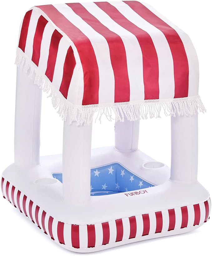 FUNBOY Cabana Stripe Pool Float Drink Holder, 24" Inflatable Floating Drink Station with Removabl... | Amazon (US)