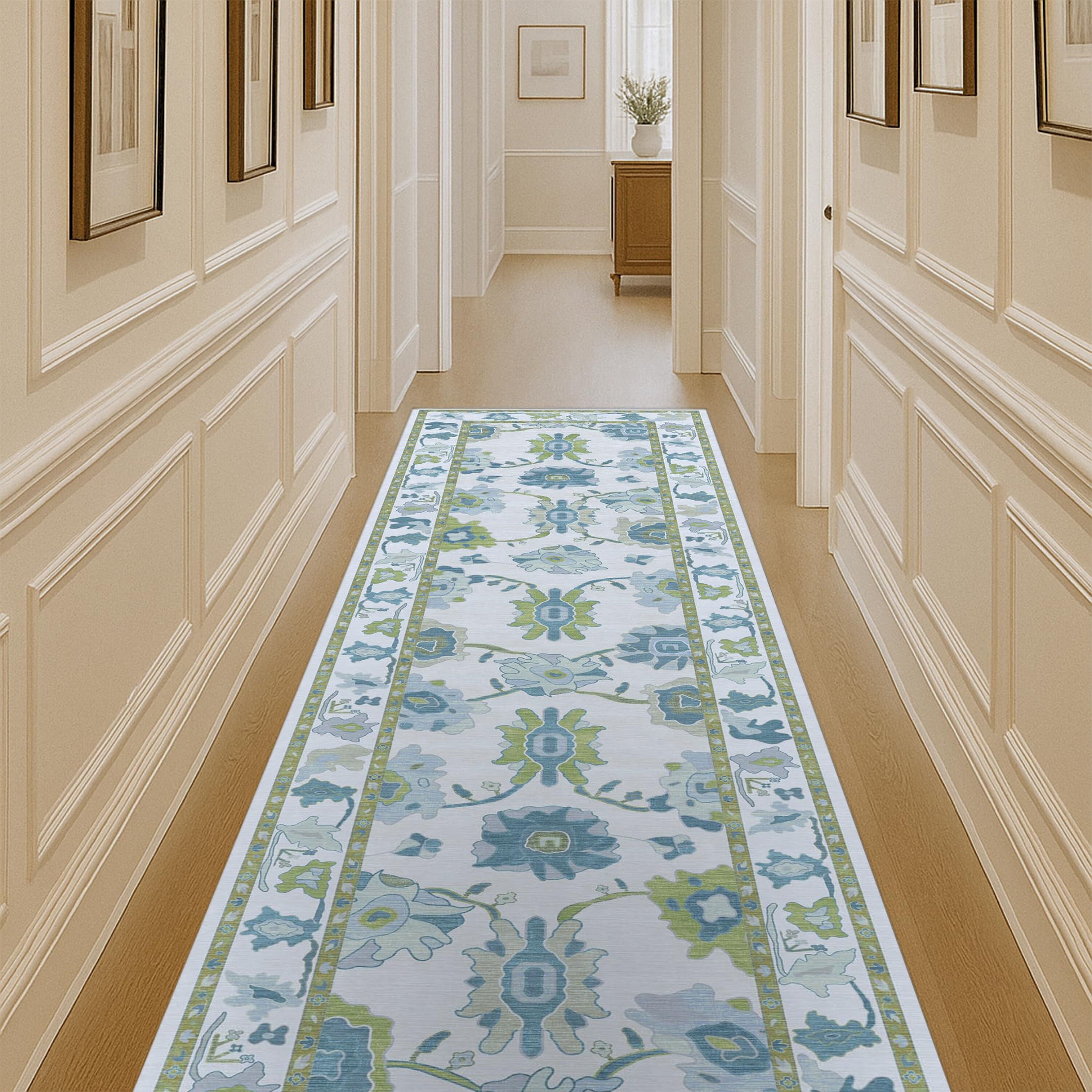 Green Oushak Rug, Modern Rugs, Vintage, Turkish, Eclectic, Floral, Pastel, Washable, Small Throw,... | Amazon (US)