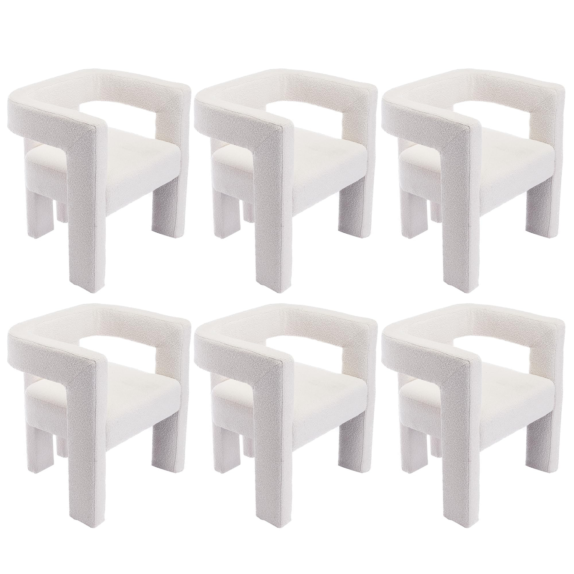 Modern Boucle Dining Chair Set of 6, Sherpa Barrel Accent Chairs Upholstered Armchair Comfy Side ... | Amazon (US)