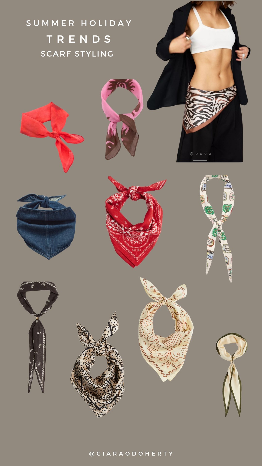 Summer holiday trends: scarf styling 
Printed scarf, western scarf, pattern scarf 

#ltk #ltkeurope #ltkireland

#LTKireland #LTKeurope #LTKsummer