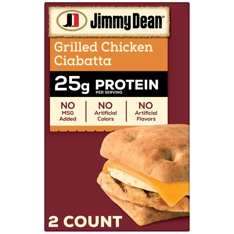 Jimmy Dean Protein Breakfast, Chicken, Egg, Cheese Ciabatta Frozen Sandwiches, Fully Cooked, 2 Co... | Walmart (US)