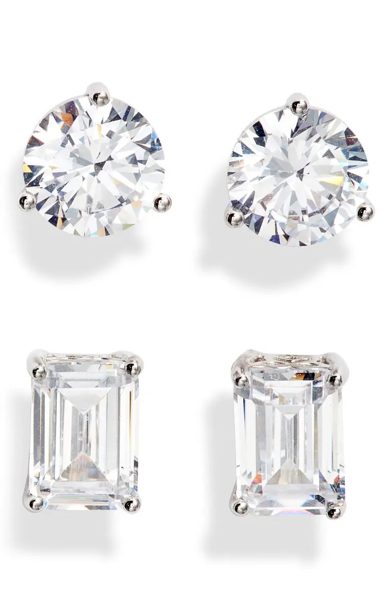 Set of 2 Cubic Zirconia Stud Earrings | Nordstrom