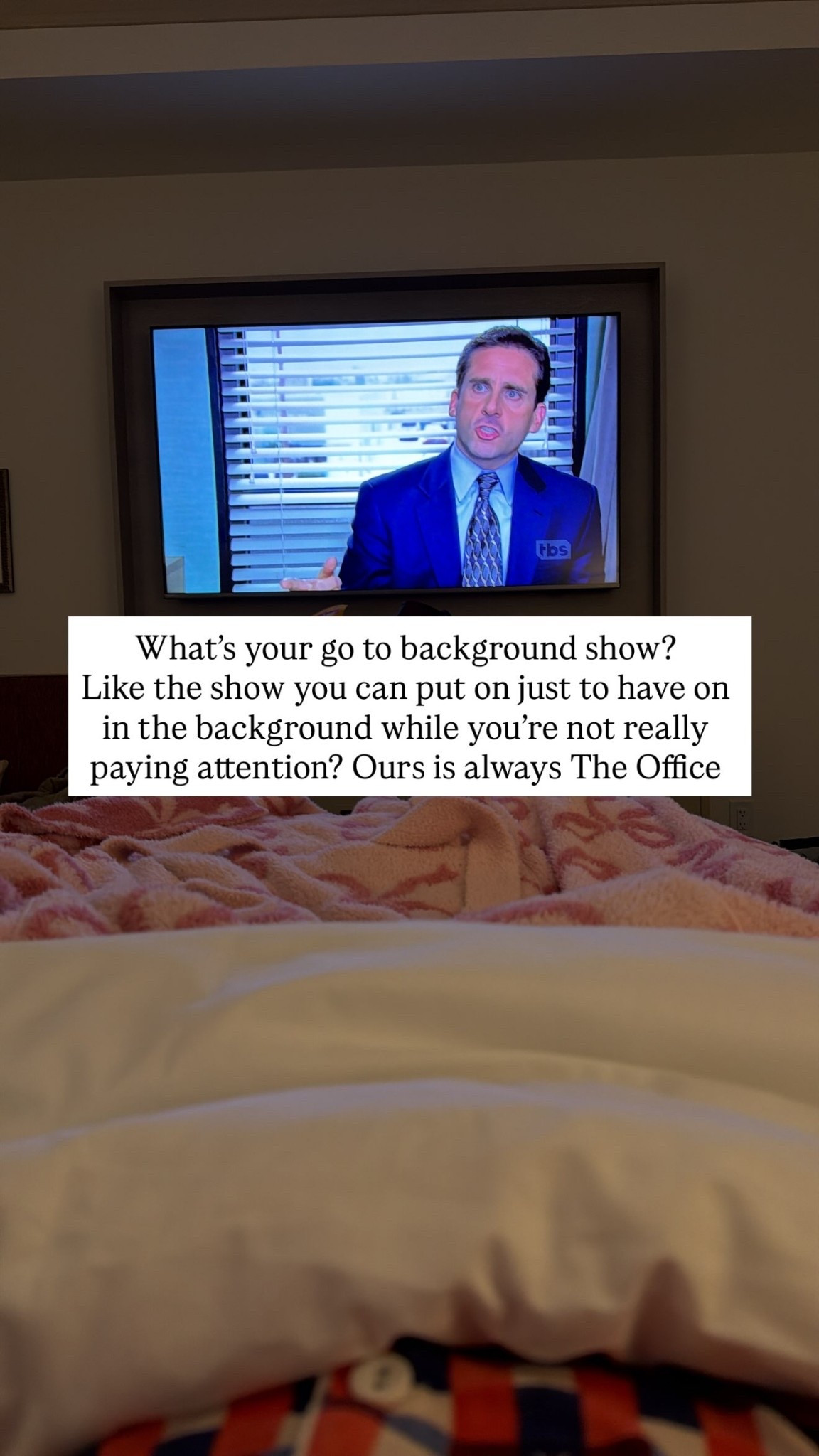 What’s your go to background show? 
Like the show you can put on just to have on in the background while you’re not really paying attention? Ours is always The Office