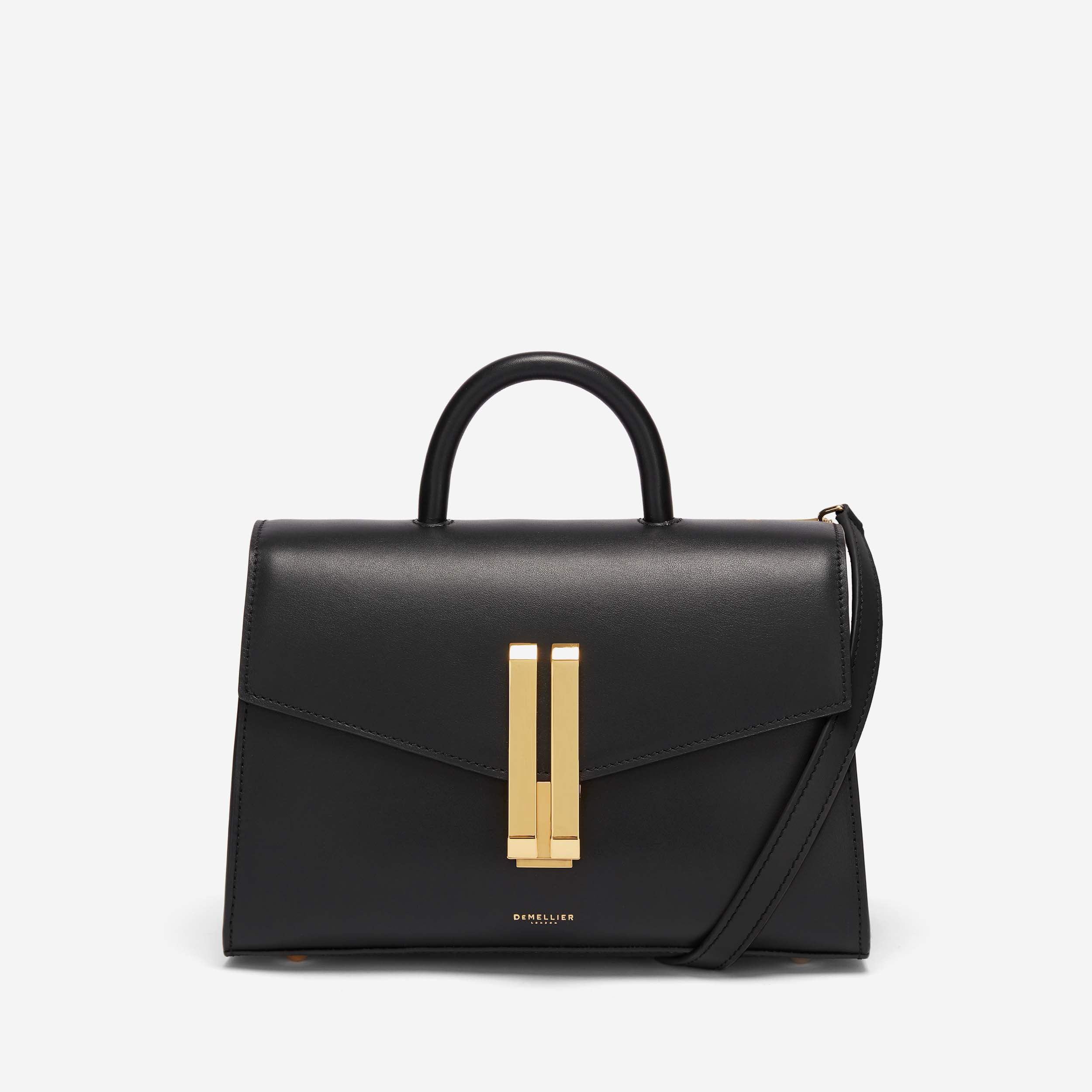 DeMellier The Midi Montreal in Black Smooth Leather Tote & Work bag | DeMellier