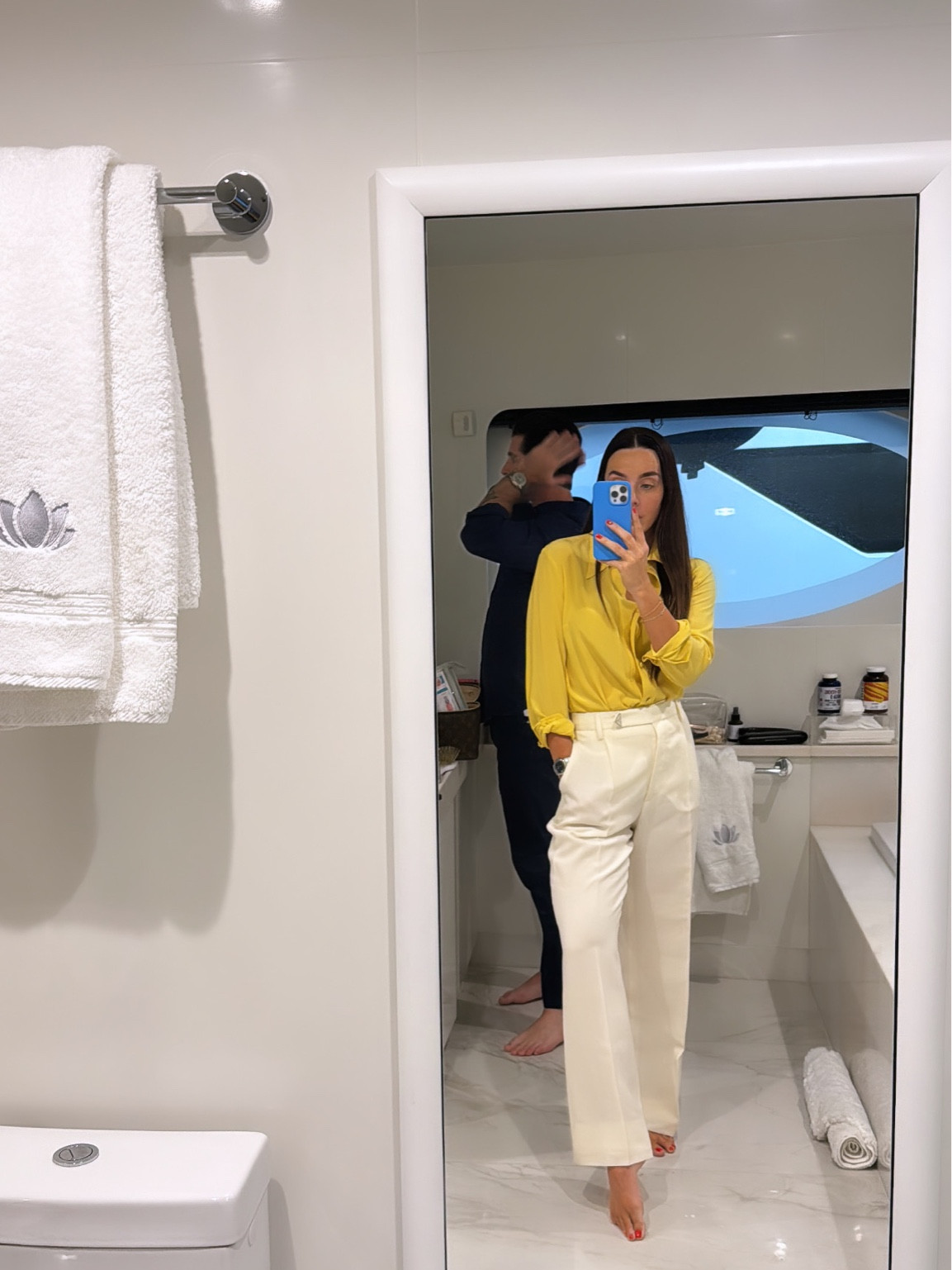 Outfit of the evening. Love this pop of color