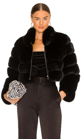 Faux Fox Fur Jacket in Jet Black | Revolve Clothing (Global)