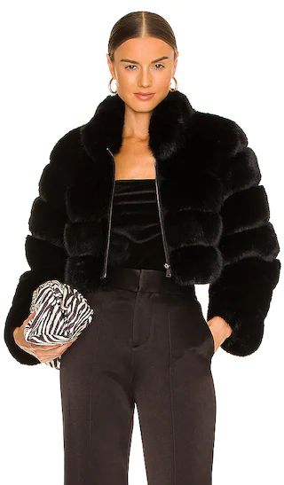 Faux Fox Fur Jacket in Black | Revolve Clothing (Global)