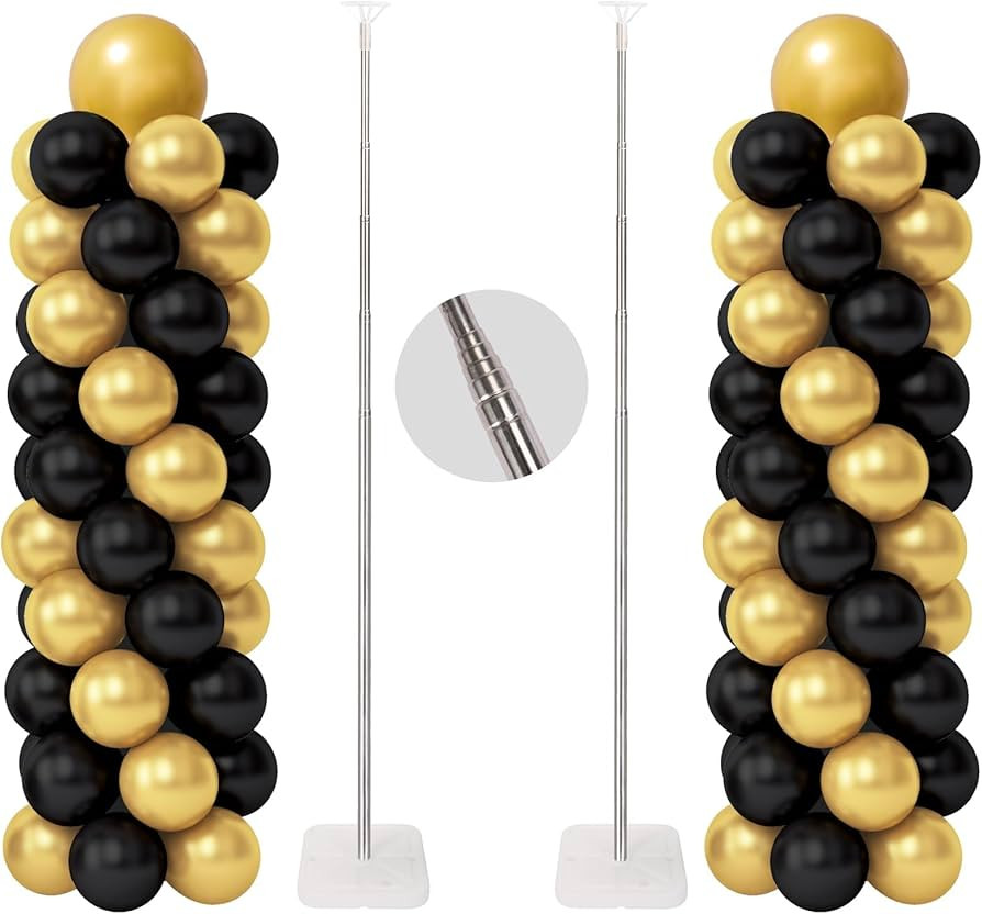 RUBFAC Balloon Column Stand Kit, Set of 2, 6.6ft Height Adjustable Column Kit, Metal Telescopic P... | Amazon (US)