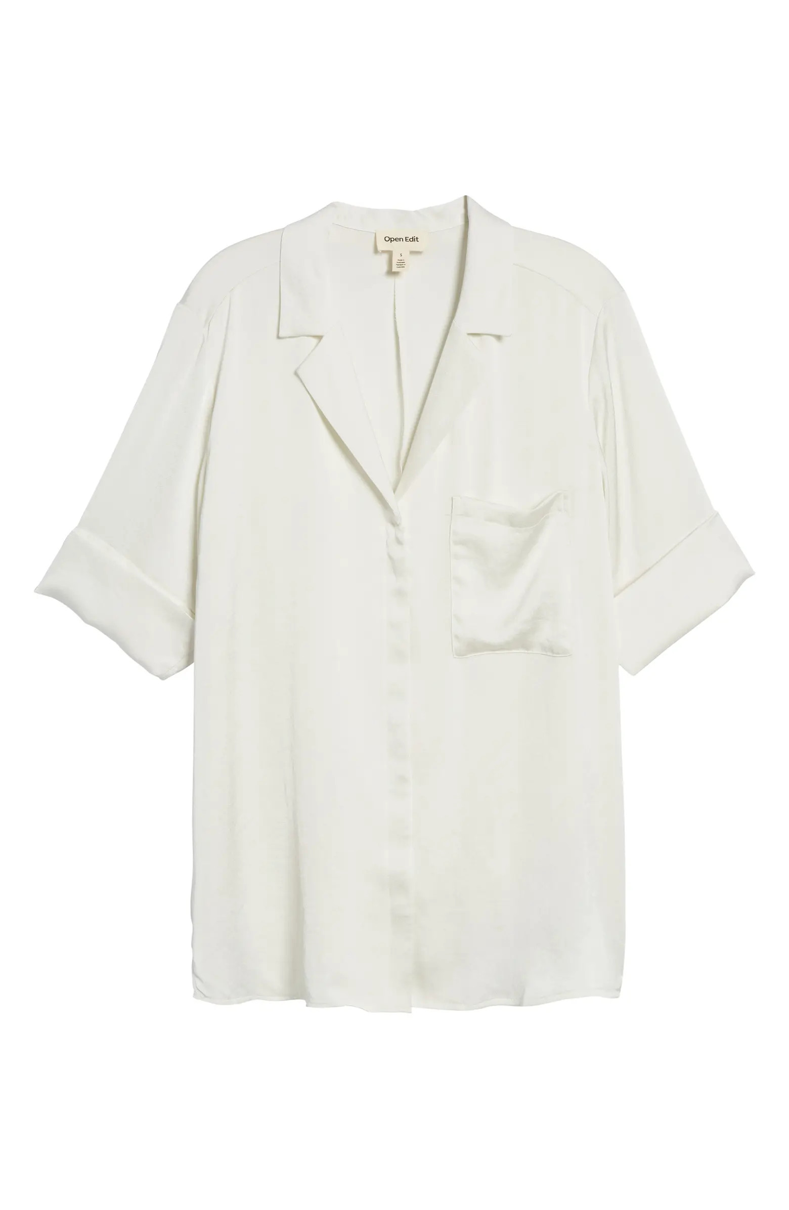 Open Edit Satin Camp Shirt | Nordstrom | Nordstrom