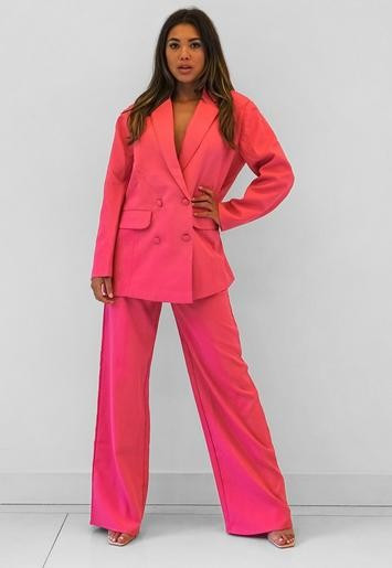Hot Pink Tailored Wide Leg Pants | Missguided (US & CA)
