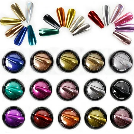 Mirror Chrome Nail Powder Kit Glitter Nail Art Design Powder Pigment Shiny Manicure Nail Chrome Glitter Powder Chrome Powder for Nails Set | Walmart (US)