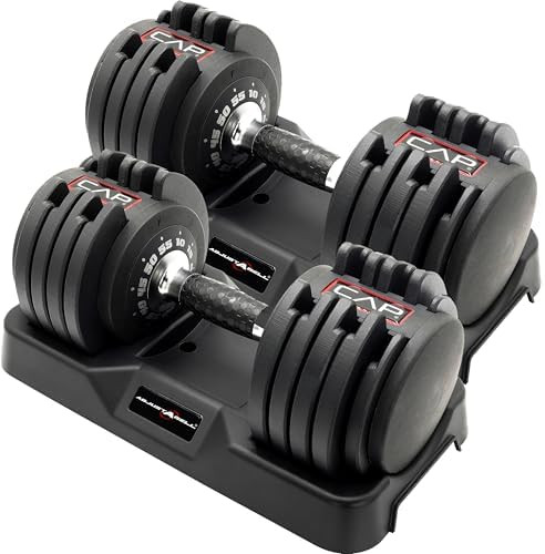 CAP Barbell ADJUSTABELL Adjustable Round Dumbbell Weights - Singles & Pairs | 12.5 lb, 25 lb & 55... | Amazon (US)