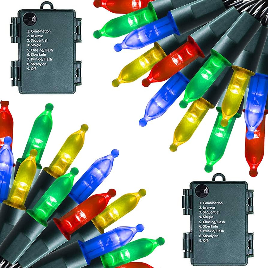 FUNPENY Multi-Colored Christmas Lights, 2 Pack Total 32FT 100LED Battery Operated Mini String Lig... | Amazon (US)