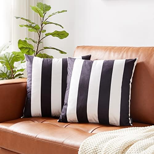 Nestinco Set of 2 Striped Pillow Covers Black and White Square Decorative Throw Pillow Covers 18 x 1 | Amazon (US)