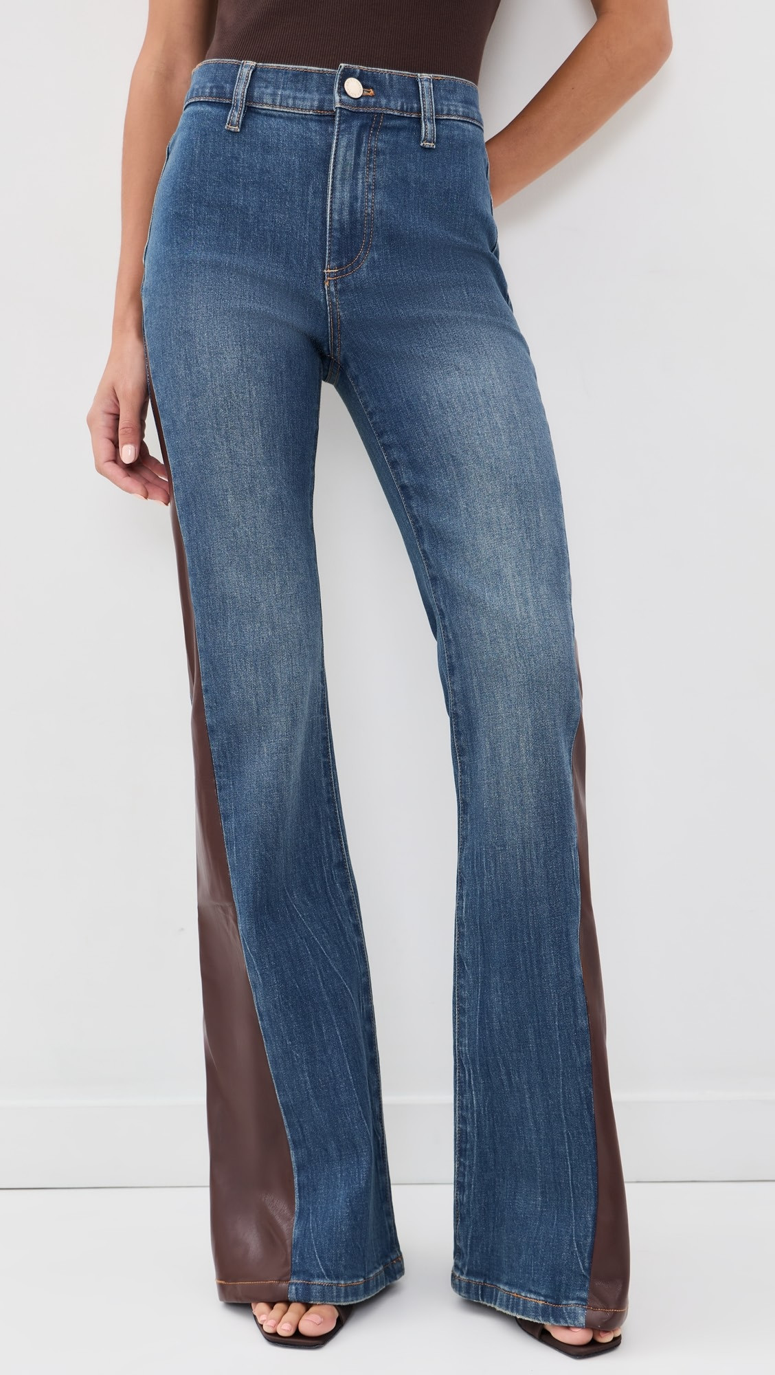 ALICE + OLIVIA Faux Leather Godet Flare Jeans | Shopbop | Shopbop
