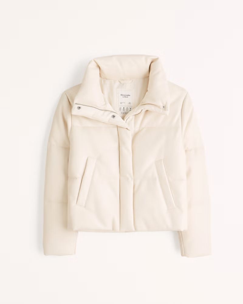 Women's A&F Vegan Leather Mini Puffer | Women's | Abercrombie.com | Abercrombie & Fitch (US)