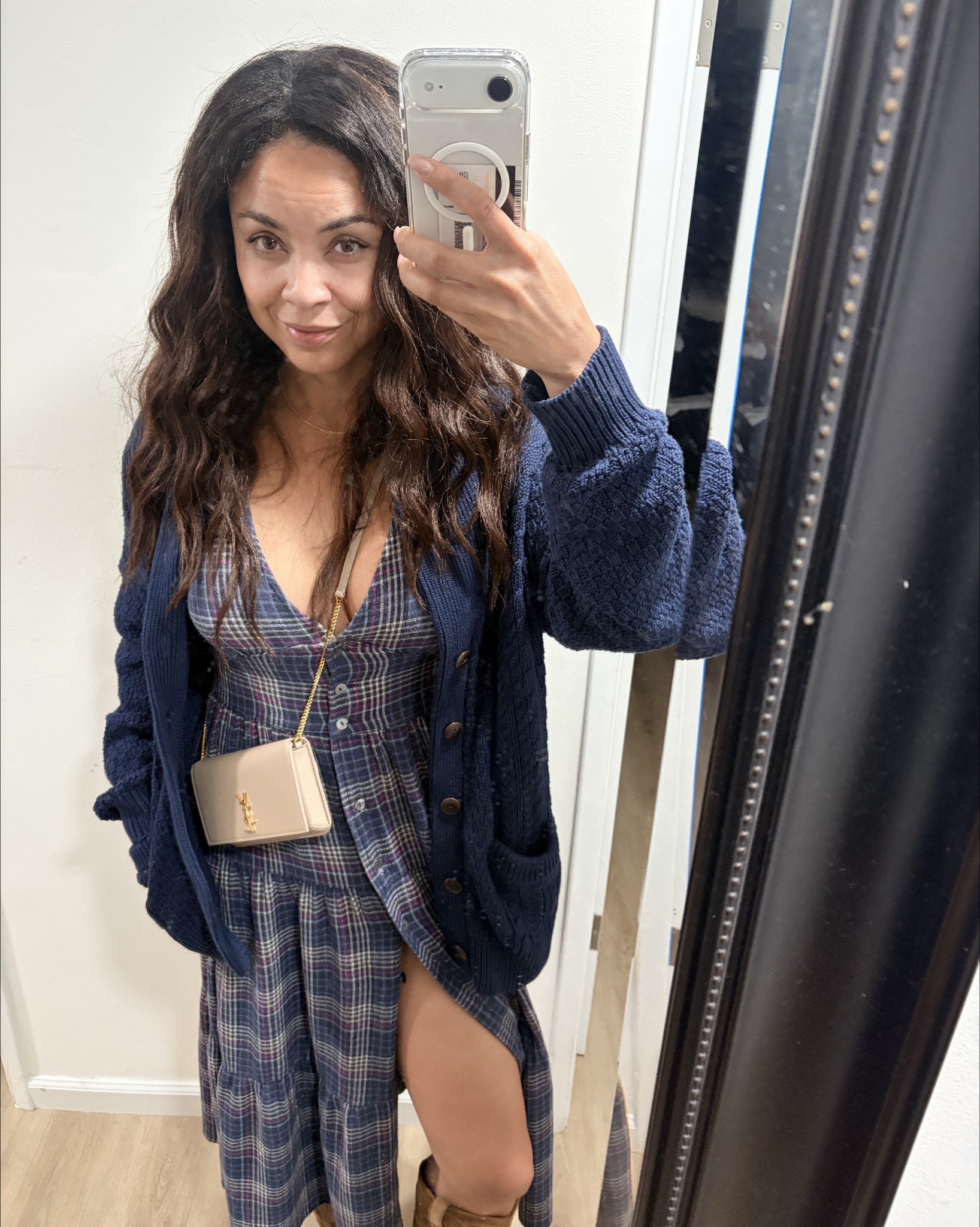 Soft layers > stiff outfits.
This is my favorite kind of winter look — cozy, feminine, and easy without trying too hard.
Flowy dress + chunky cardigan + boots = instant “cute but comfortable” energy.
Perfect for errands, coffee runs, or casual plans when you still want to feel put together 🤍
Linking everything I’m wearing👇🏽
.
.
.
cozy winter outfit, layered dress outfit, casual chic style, quiet luxury outfit, winter layering look, cardigan outfit women, midi dress styling, effortless everyday outfit, neutral accessories, la winter style, elevated casual wear, marine layer, banana republic, ysl ,  Saint Laurent

#LTKSaleAlert #LTKSeasonal #LTKFindsUnder100