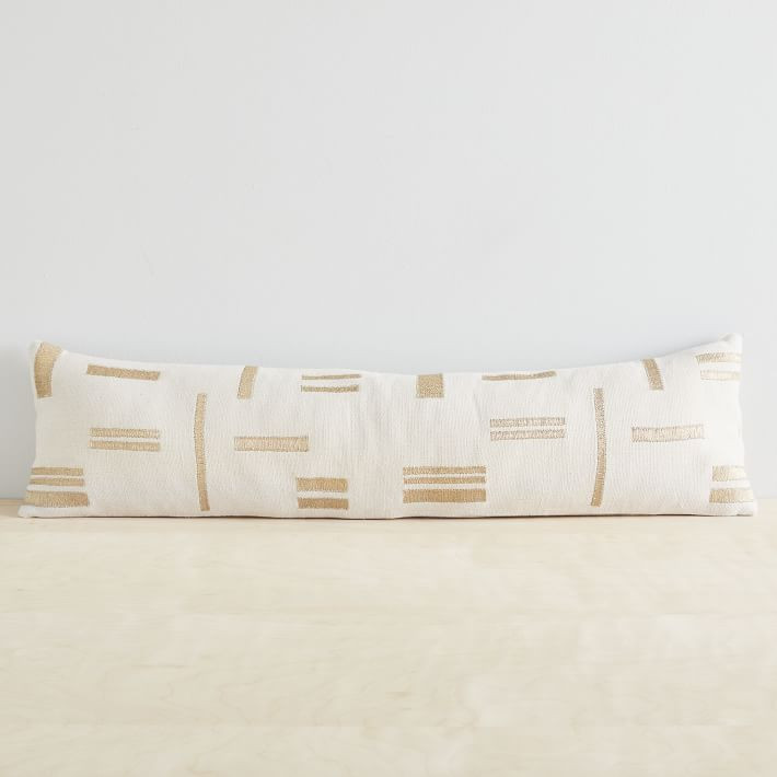 Embroidered Metallic Blocks Oversized Lumbar Pillow Cover | West Elm (US)