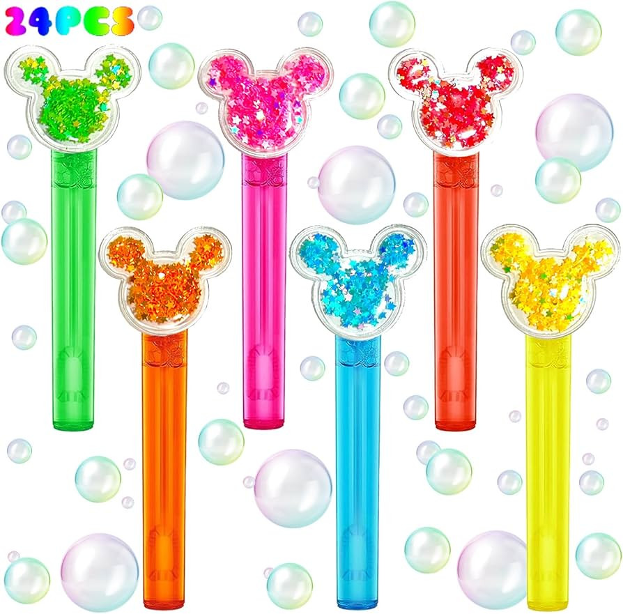 Mouse Party Favors 24Pcs Glitter Mouse Ear Bubble Wands for Kids Cute Bubble Wand for Birthday Pa... | Amazon (US)