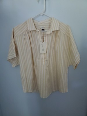Universal Thread White Yellow Stripe V Neck Shirt  / Plus Size XXL / NWT | eBay US