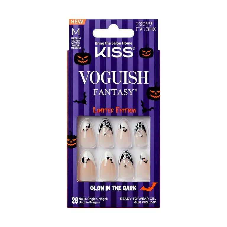 KISS Voguish Fantasy, Press-On Nails, Circus Wonders, Black, Medium Almond, 28 Count | Walmart (US)