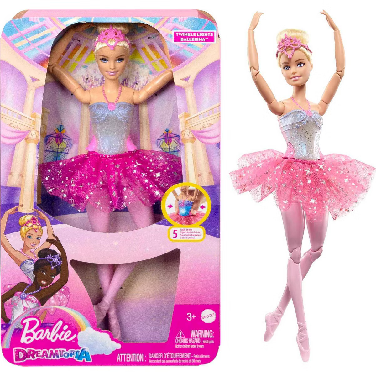 Barbie Dreamtopia Twinkle Lights Blonde Ballerina Doll | Target