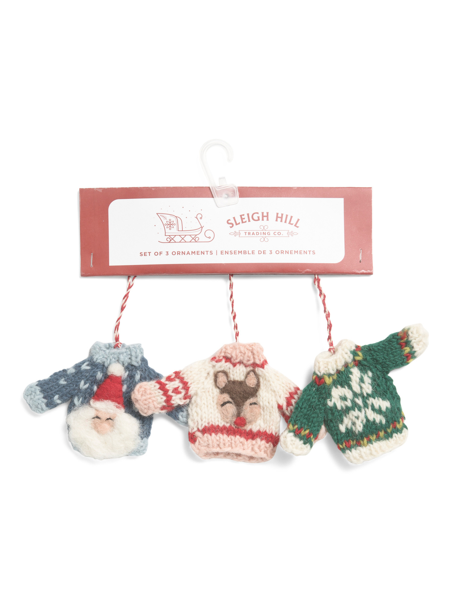 Set Of 3 Knit Sweater Ornaments | TJ Maxx