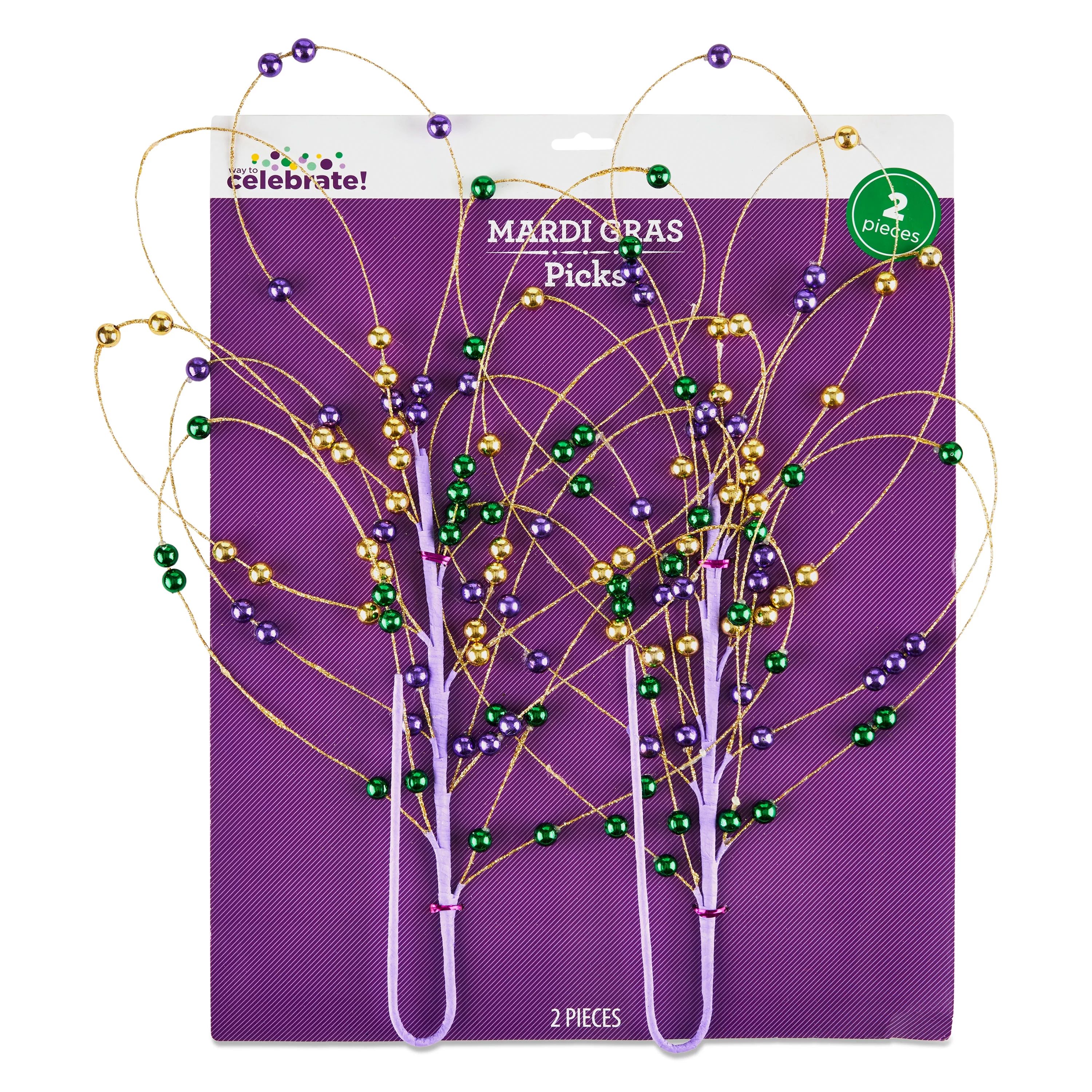 Way To Celebrate Mardi Gras Bead Flower Picks, 2 Count | Walmart (US)