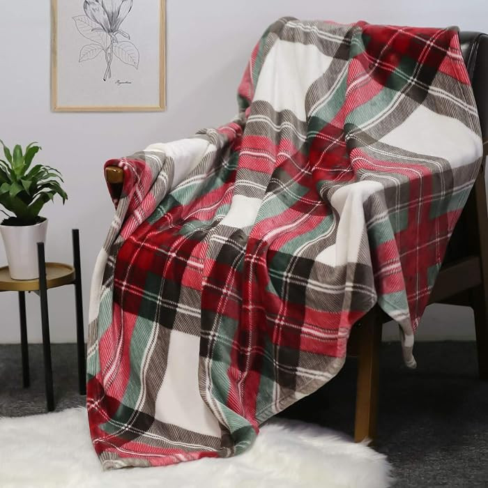 HOMRITAR Ultra Soft Throw Blanket with Plaid, Cozy Flannel Fleece Luxury Blanket for Bed, Sofa an... | Amazon (US)