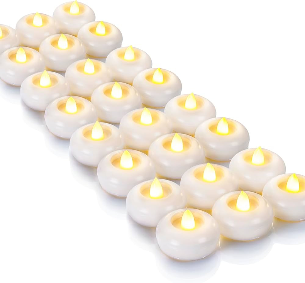 Homemory 24Pack 2” Flameless Led Floating Candles, 200 Hour Plastic Battery Operated Flickering... | Amazon (US)